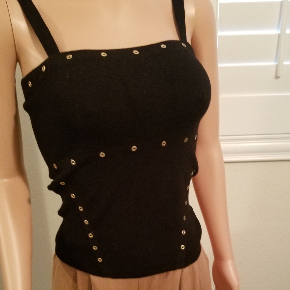 Cache  black knit stretch camisole